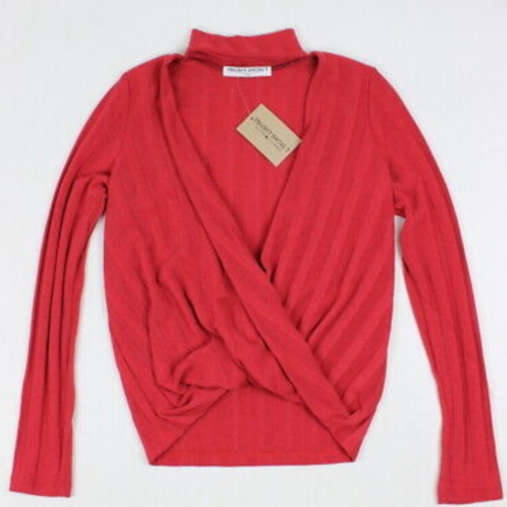 Project Social T Womens Lacey Surplice L/S Top NWT